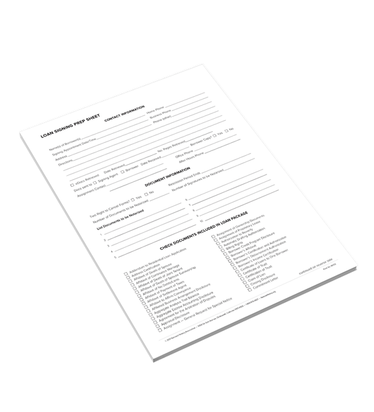 Loan Signing Prep Sheets | NNA