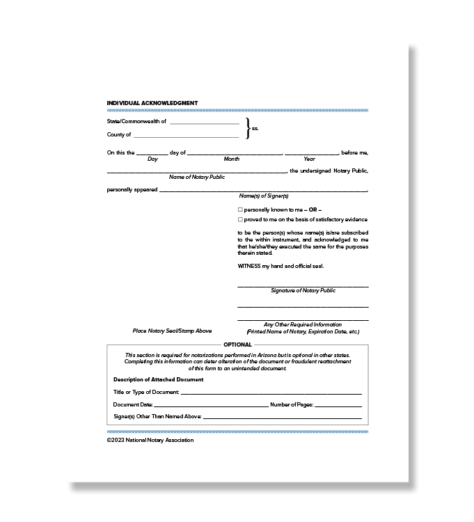 Individual Acknowledgment Nna 3777