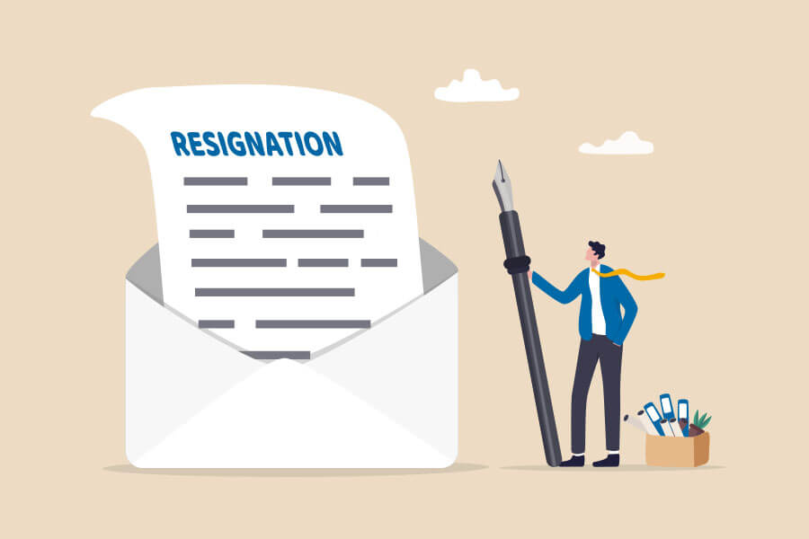 An illustration of a person with a resignation letter