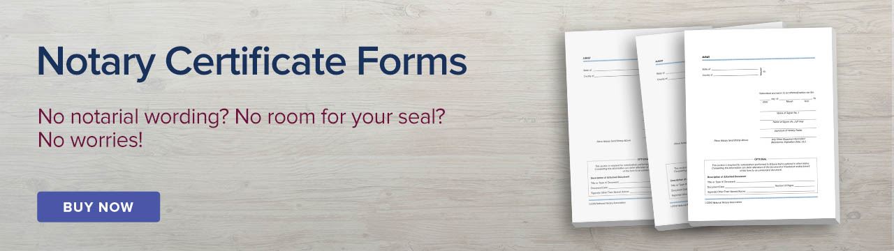 Desktop banner ad for Notary certificate forms