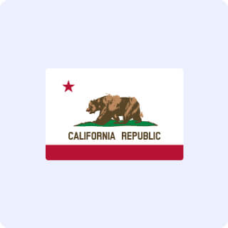 California State Flag with a light bluish-purple background.