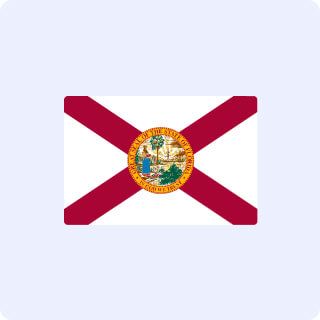 Florida State Flag with a light bluish-purple background.