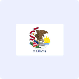 Illinois State Flag with a light bluish-purple background.