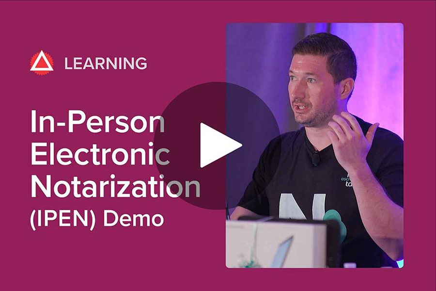 A presenter next to a text: In-Person Electronic Notarization (IPEN) Demo