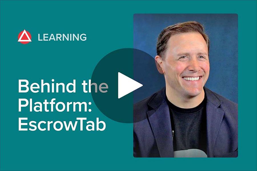 A presenter next to a text: Behind the Platform: EscrowTab