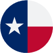 circular Texas State Flag with a light bluish-purple background.